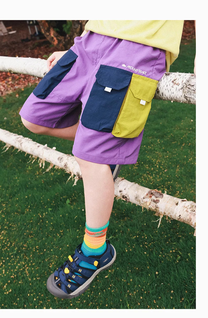 Quick Dry Children's Shorts Boys' Color Block Workwear Summer New Arrival Kids' Clothing Elastic Waist Straight Leg Pants