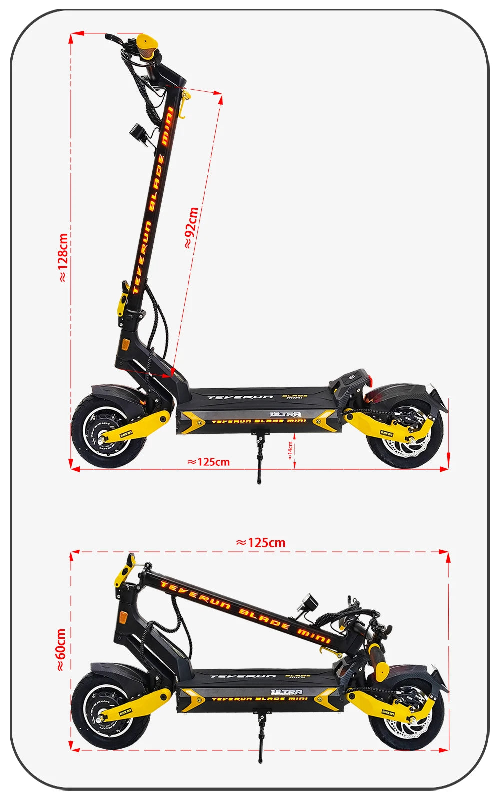 2026 TEVERUN Blade Mini Ultra V4 60V 27Ah Battery 1000Wx2 Motor Built-in Smart LCD Display Max Range 100km 10inch E-Scooter
