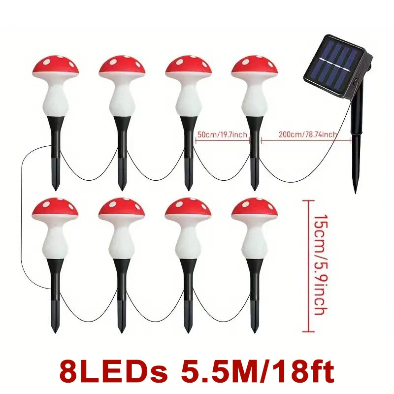 Outdoor LED Mushroom Decor Courtyard Lights Solar Power Waterproof Solar Path Ground Lights for Villa Walk Street Lawn Decor