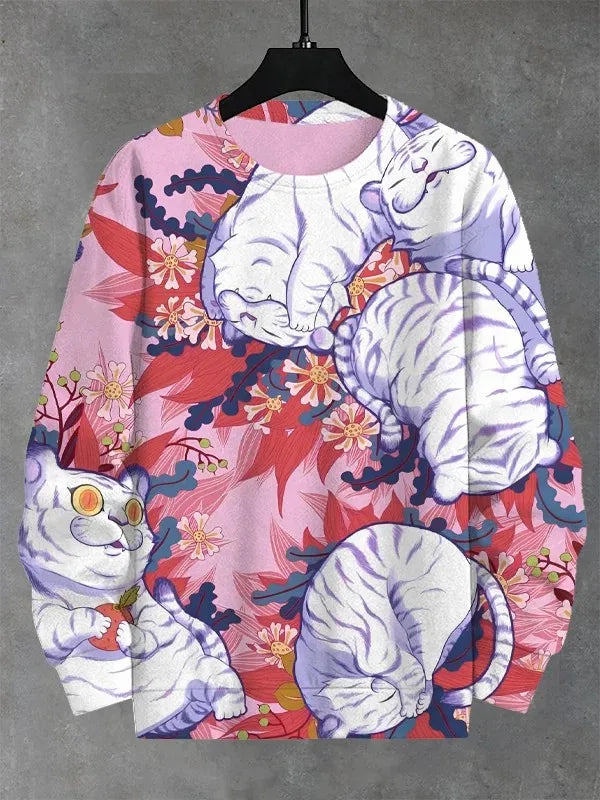 Men's Animal Cat Sweatshirt Long Sleeved Sweatshirt O-Neck Fashion Cool Daily 3D Printed Japanese Art Prints Casual Sweatshirt