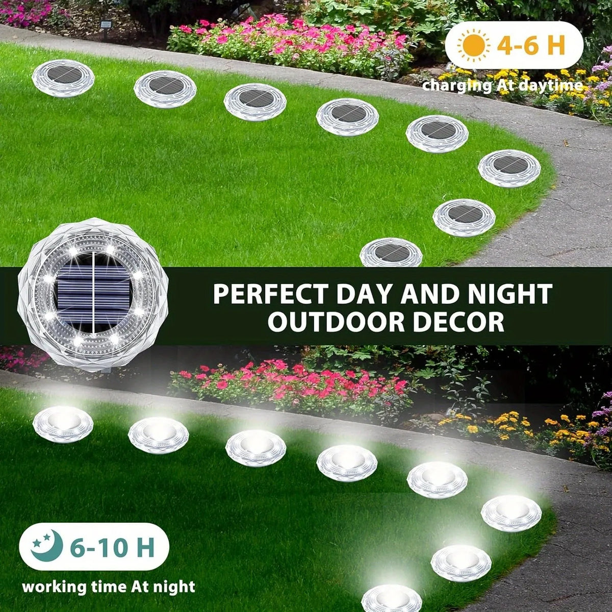 2/4pcs Solar Ground Lights 8LEDs Solar Lights Outdoor Bright LED Solar Disk Lights Outdoor Garden Pathway Driveway Lawn Lights