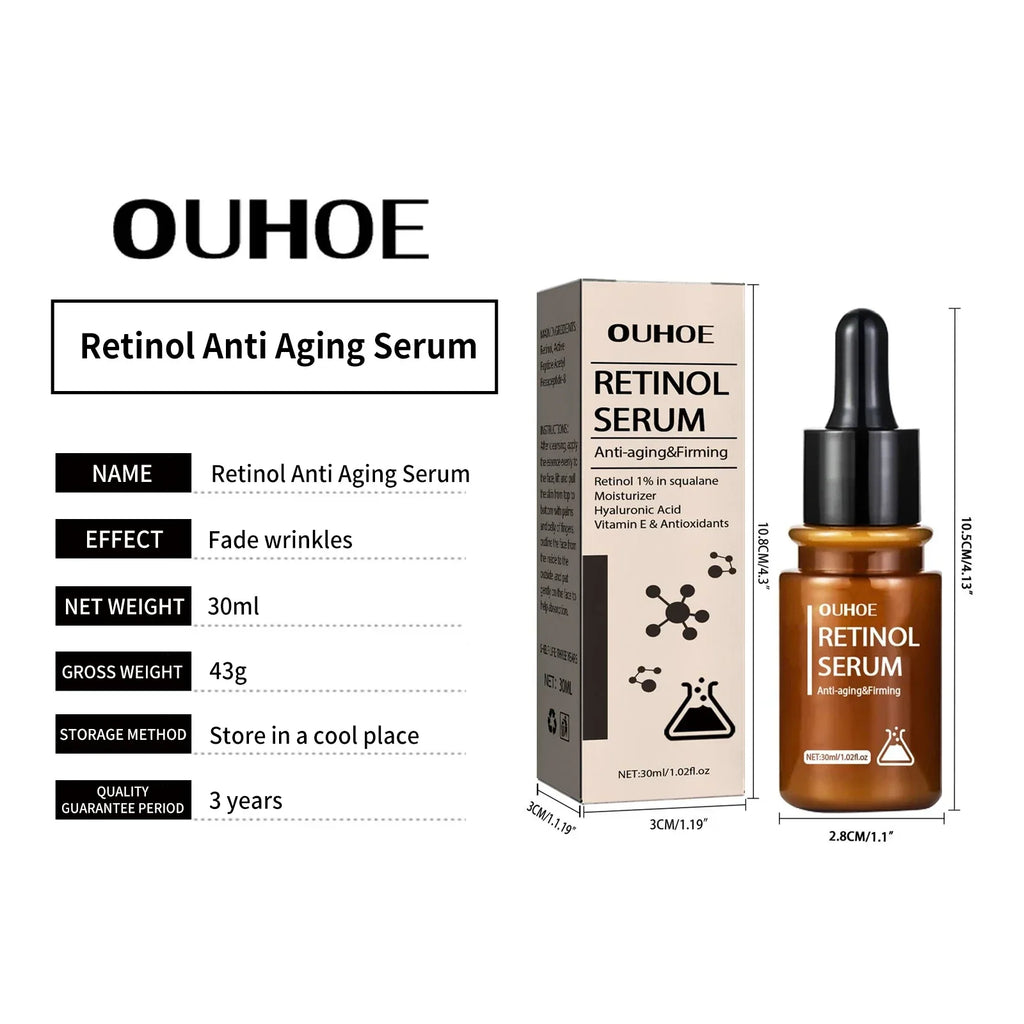 Retinol Anti Wrinkle Serum Lifting Fade Fine Line Anti Aging Improve Crow's Feet Firming Tighten Brighten Moisturizing Essence