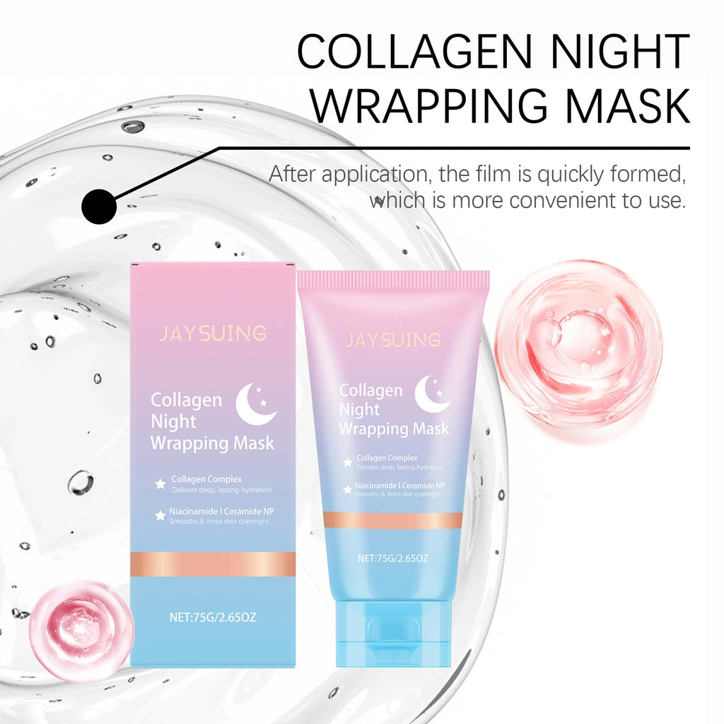 Collagen Night Wrapping Peel Off Mask Overnight Hydration Firming Skin Brightening Pore Refining Korean Daily Facial Care Mask