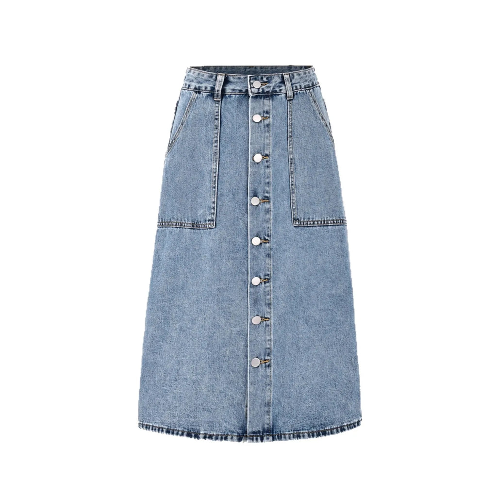 European Beautiful Woman High Waist Elastic Medium and Long Denim Skirt, Thin Split Fork Over Knee Hip Wrap One Step Skirt