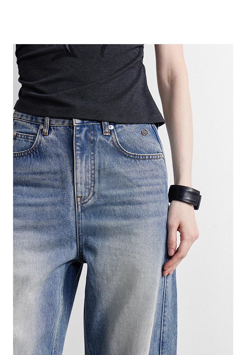 TOYOUTH Women Denim Jeans 2026 Summer New High Waist Curved Knife Pants