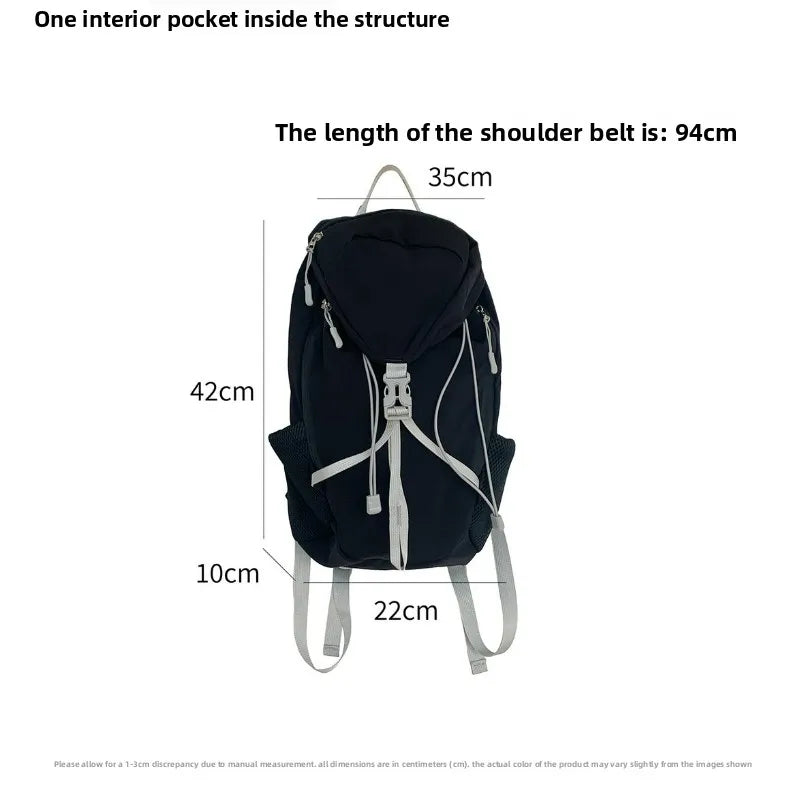 Women Outdoor Sports Backpack With Large Capacity Lightweight Nylon Backpack Suitable Casual Versatile Camping Travel Bag Unisex
