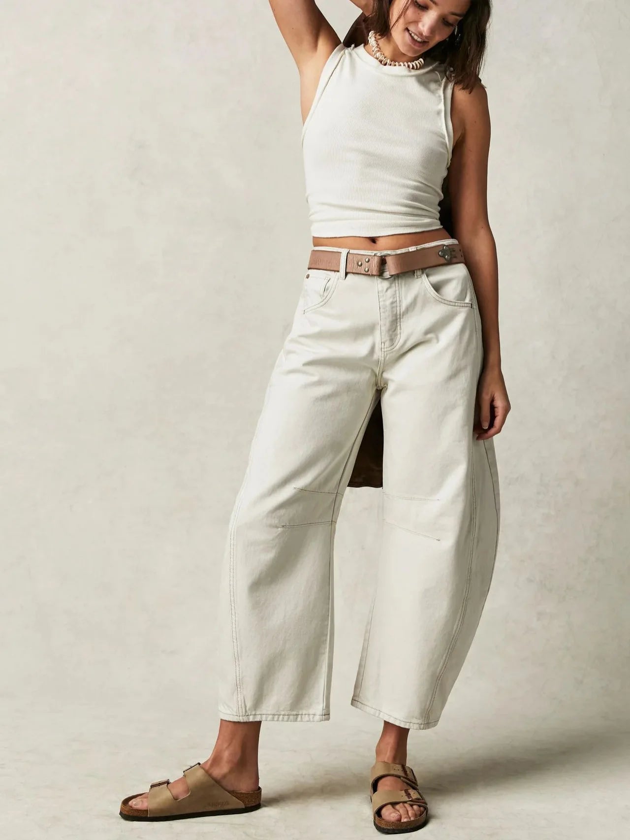 Cotton Denim Long Jeans for Women Trousers Casual High Waisted Jeans Cropped Pants Spring Summer Boho Beach Ladies Baggy Jeans