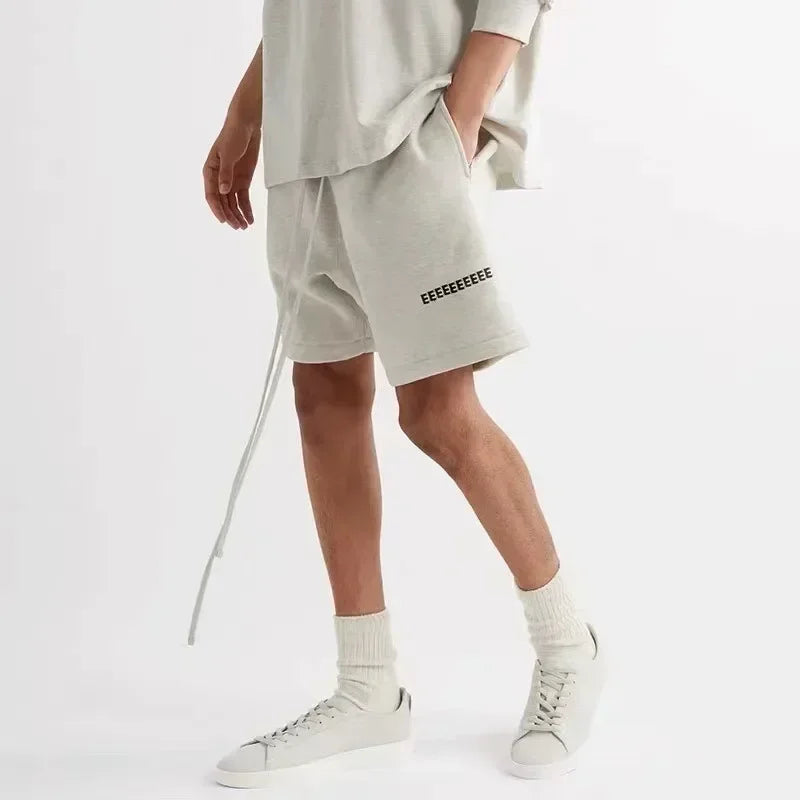 Fashion Double Line Matching Set Men's Drawstring Pants Luxury Design Plush Letter Pants High Street Couple Oversized Pants Set
