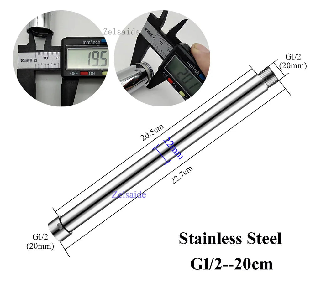 10/20/30/40/50/60/70cm brass/stainless steel shower extension rod, shower lengthen pipe