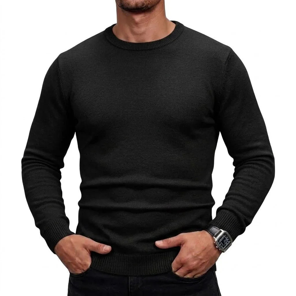 Mens Long Sleeve Knit Jumper Timeless Crew Neck Relaxed Pullover Cozy Knit Tops Business Office Apparel Thermal Knit Tees
