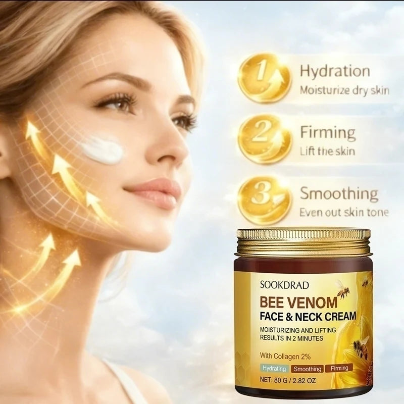 Bee Venom Face & Neck Cream,2% Collagen, moisturizing smooth, all skin, daily morning care,80g