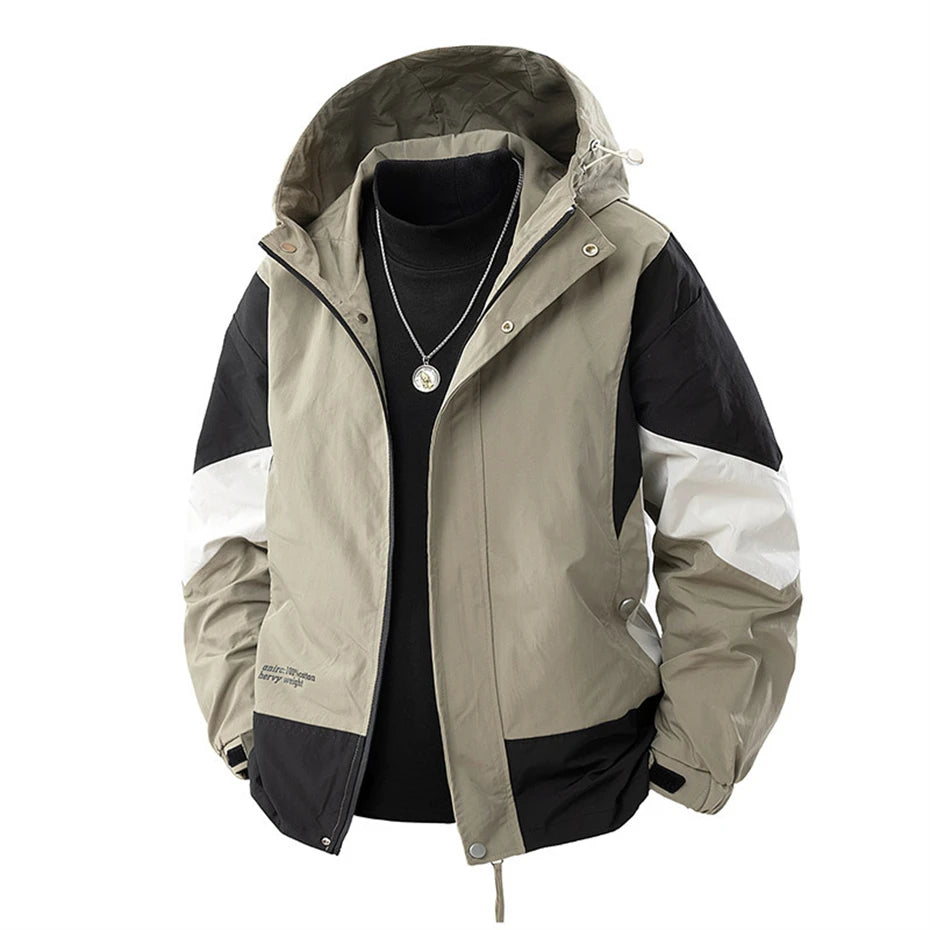 Patchwork Coat Jacket Men 8XL Plus Size Spring Autumn Fashion Casual Patchwork Cargo Jacket Male Big Size Outerwear