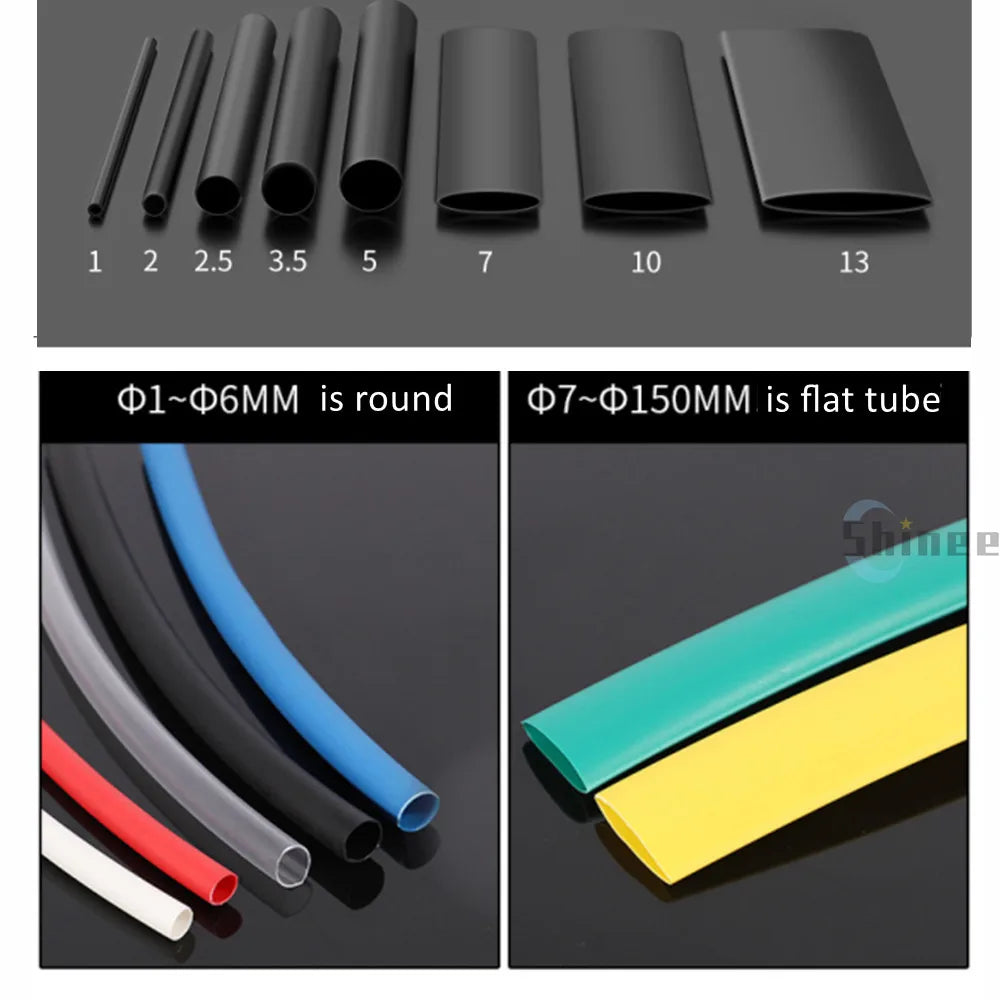 1/5/10/25M 2:1 Black 1 2 3 5 6 8 10mm Diameter Heat Shrink Heatshrink Tubing Tube Sleeving Wrap Wire Sell DIY Connector Repair