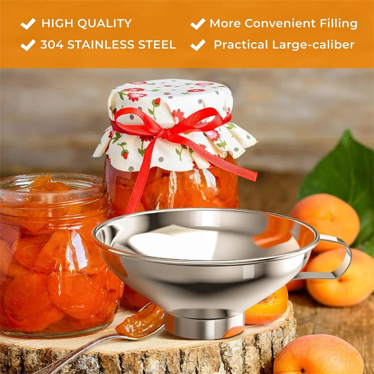 LMETJMA Canning Funnel Large Kitchen Metal Funnels For Filling Mason Jars Stainless Steel Wide Mouth Funnels Kitchen Gadgets