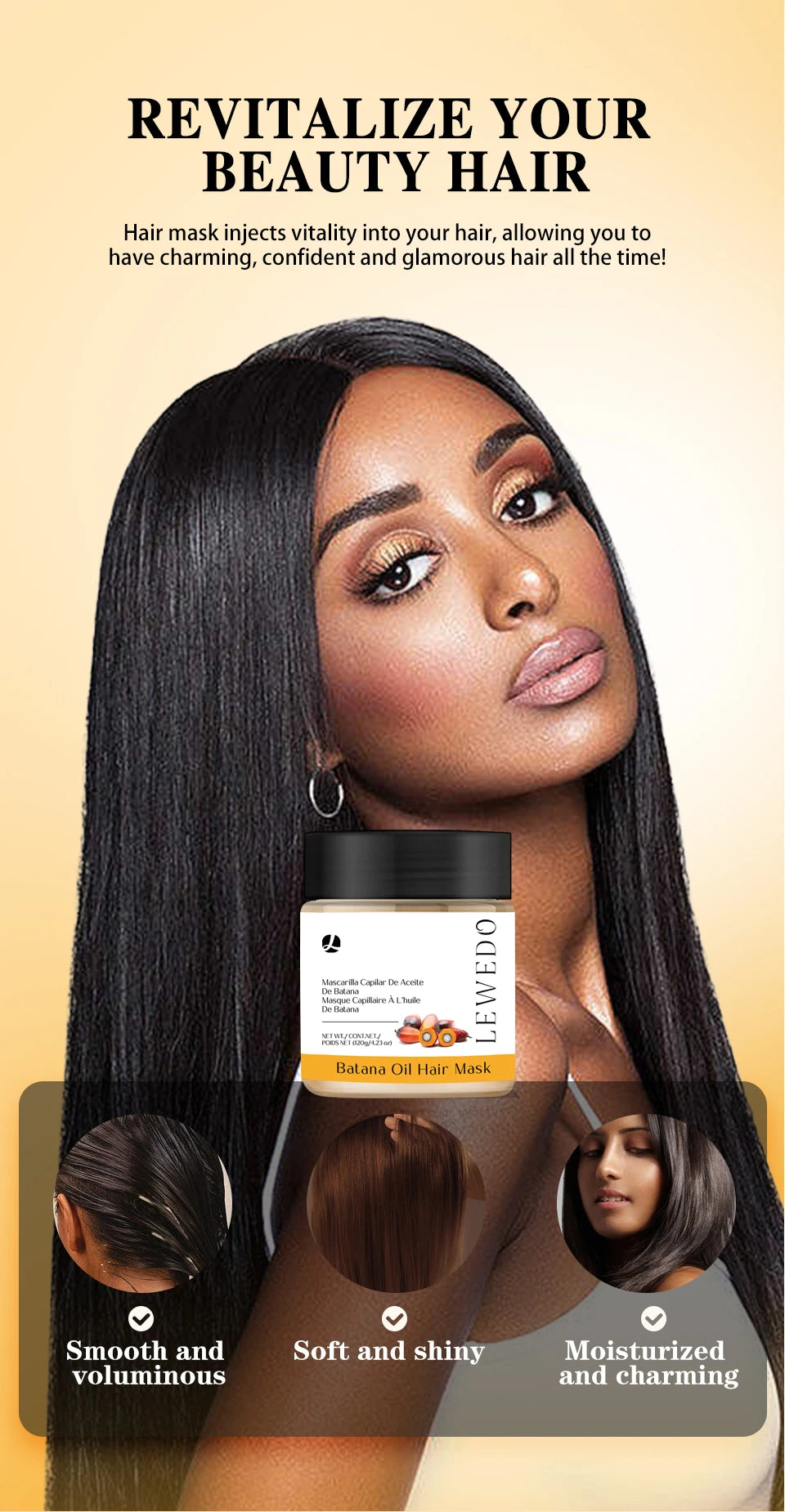 Batana Hair Oil 120g Pure Organic Hair Mask Batana Conditioner No-Rinse Repairs Split Ends Breakage Nourish Hair Root Hair Care
