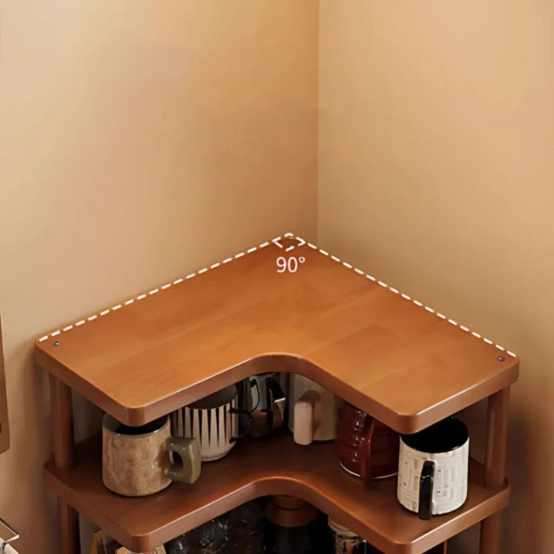 Versatile 2-Tier Wooden Storage Rack for Kitchen&Tea Room-Countertop Organizer with Decorative Desktop Multi-layer Storage Rack