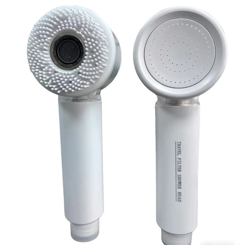 Small double-sided water outlet handheld shower head with bubble water flow,washing function, high pressure boost and filtration