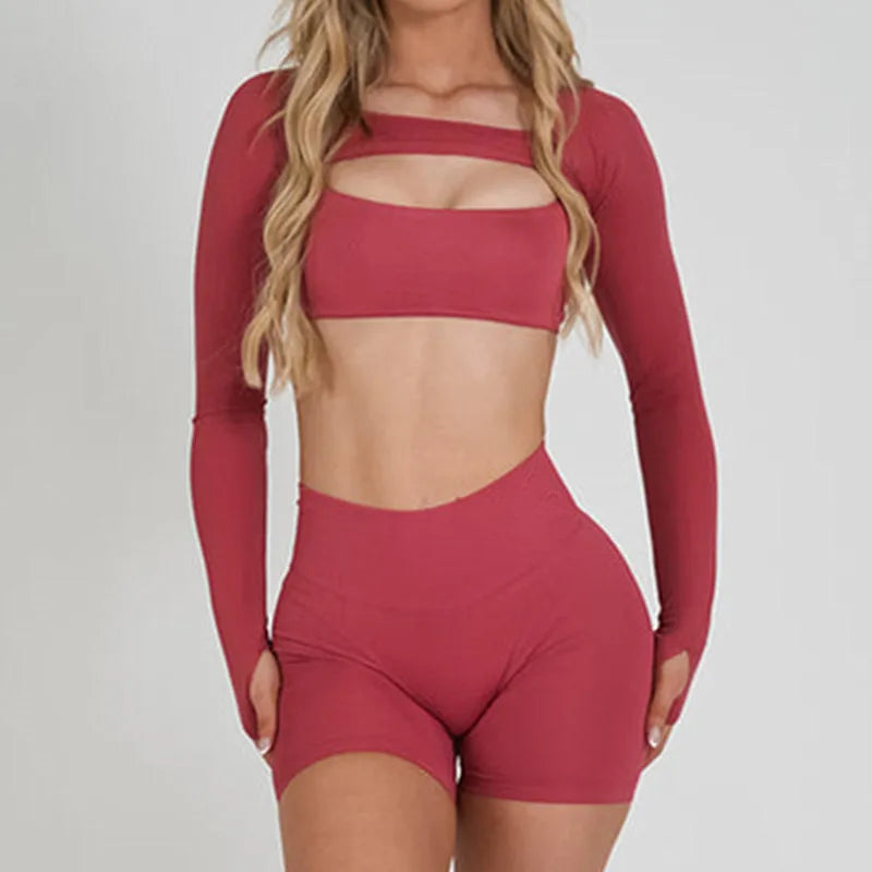 2/3PCS NoLogo Seamless DVision Yoga Set Women Workout Scrunch Leggings Strappy Sports Bra Fitness Gym Shorts Workout Suits XP65