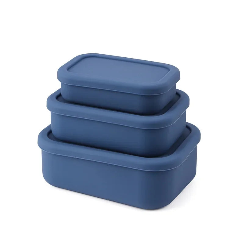 3Pcs/set(300ml+700ml+1300ml) Silicone Lunch Box,Microwaveable Bento Box,Food Container With Lid For School Work Travel Leakproof