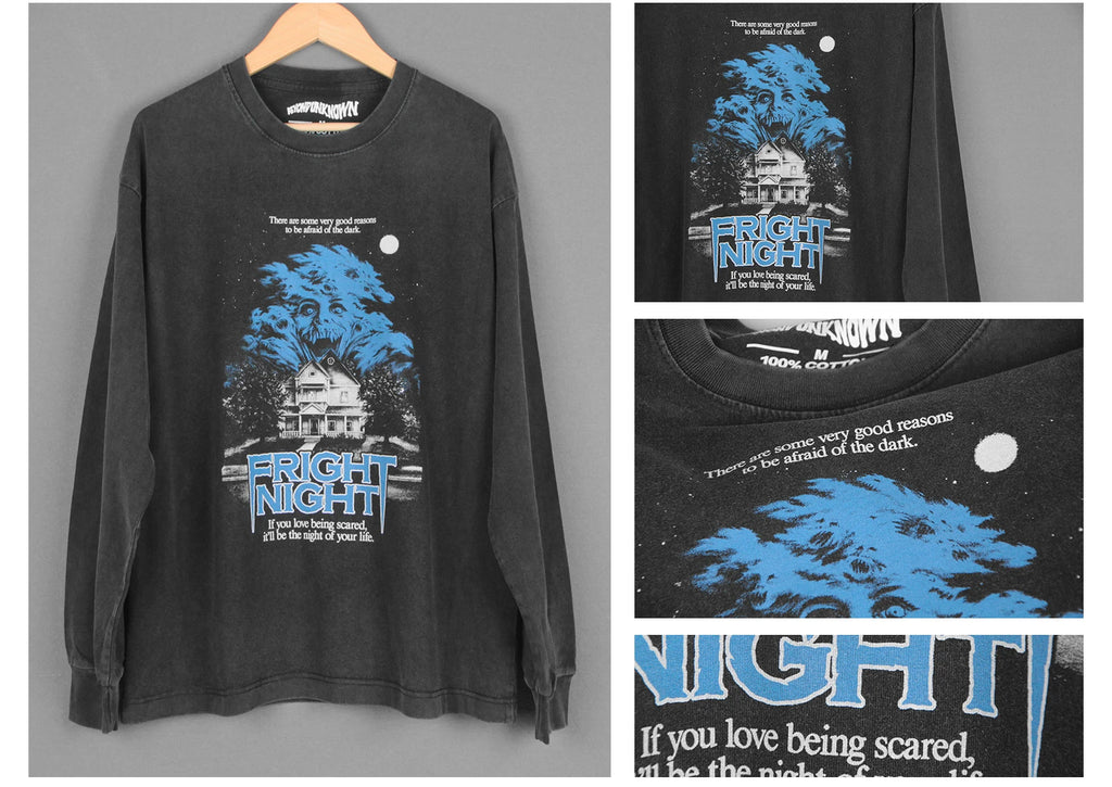 Fright Night T-Shirt Horror 80S Movie Vamp Zombie Washed Long Sleeves Cool Cotton Summer Men's Clothing Short Sleeve Tee Shirt