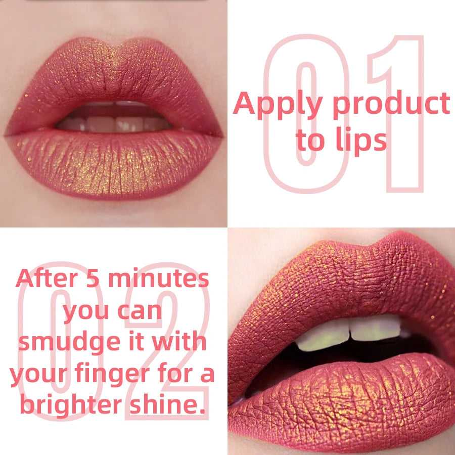 Waterproof Glitter Lip Gloss Shimmer Lip Glaze Liquid Lipstick Makeup Gift for Women Lip Oil Lip Tint Moisturizing Lip Balm Cosm