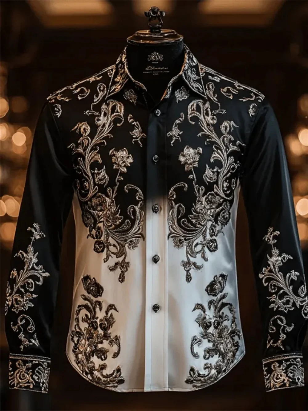 Men's Long Sleeve Collar Shirt, Fashionable Printed Shirt, Social Party, Soft Fabric, Comfortable, Luxury, High Quality, New