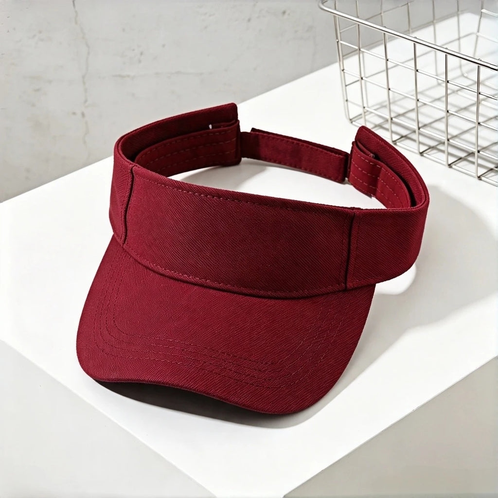 Solid-color brimless sun hat with adjustable snap fasteners. Sporty sun hat suitable for both men and women. Lightweight basebal