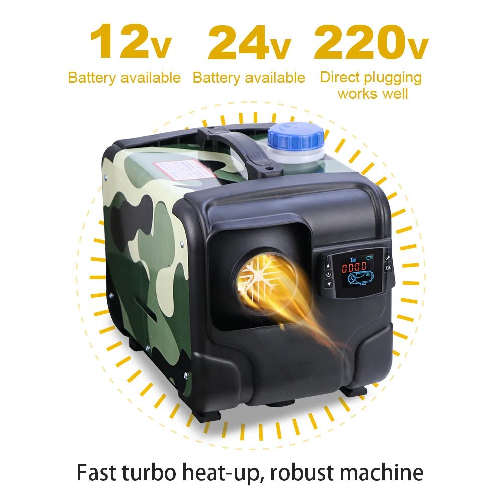 12V 24V 220V 3-in-1 Universal 5KW Car Heater Auxiliary Air Heating Low Noise Heater For Truck Bus RV Motorhome Trailer Boat