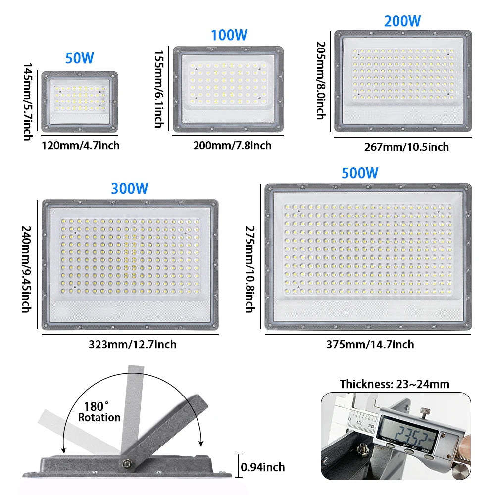 Led Floodlight Outdoor IP66 Waterproof 50W 100W 200W 300W 500W 220V Reflector LED Garden Lighting Street Lamp Wall Flood Lights