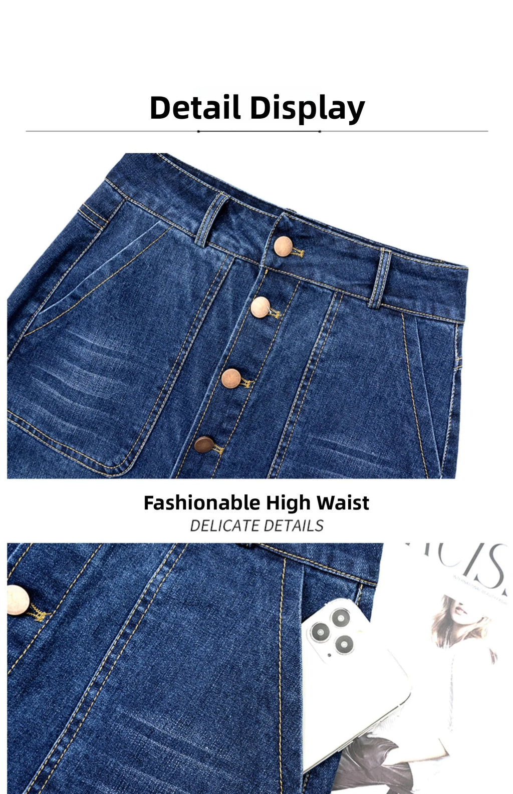High Waist A-Line Midi Skirt for Women Spring 2023 Denim Split Long Dress Korean Style Commute Pure Color Long Skirt