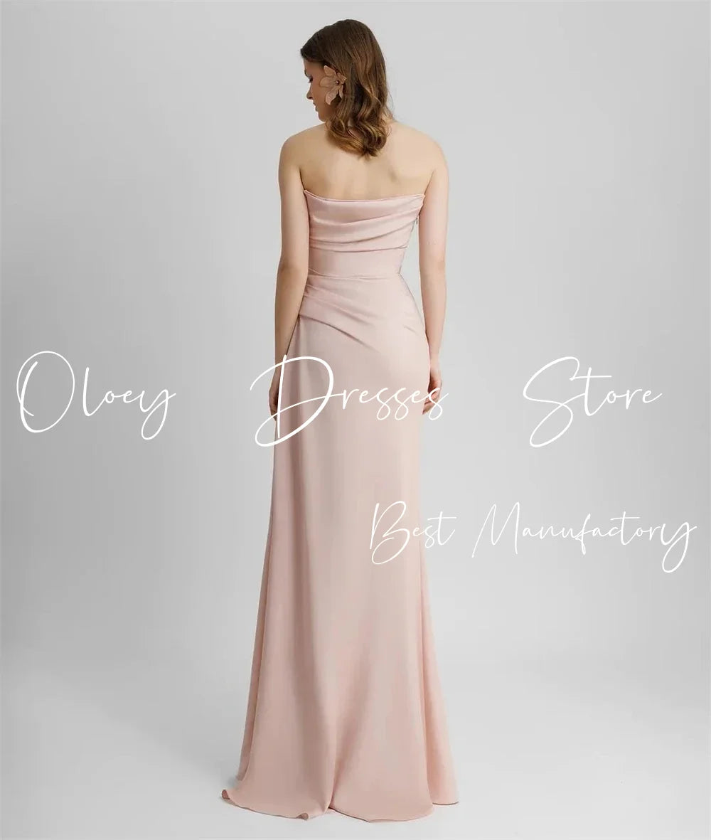 OLOEY Modern Style Formal Evening Dress Wear Strapless A Line Heavy Handmade Beaded Wedding Party Dress Prom Gown Custom Boho