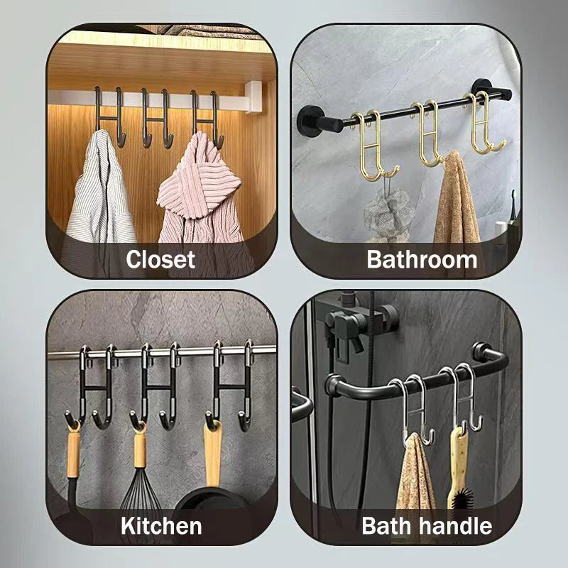 Stainless Steel Over Glass Door Shower Door Back Shower Towel Rack S-Shape Bathroom Bathrobe Hanger Holder Hooks