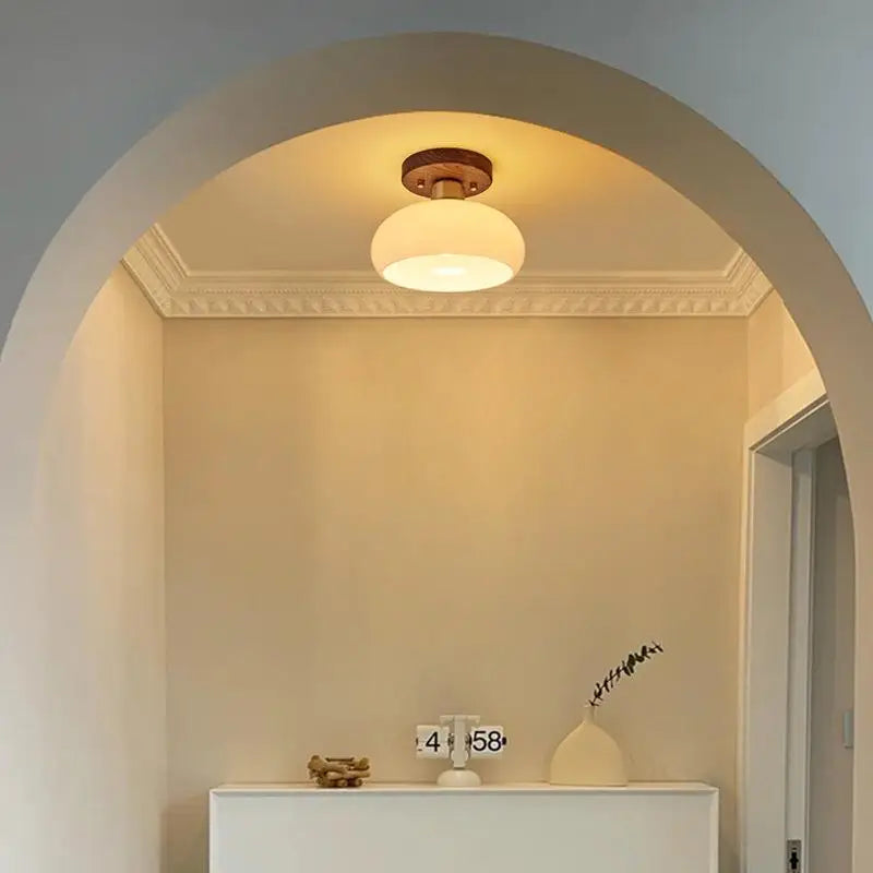 IWHD Walnut Copper LED Ceiling Lights Decoration Aisle Corridor Living Room Light Home Lighting Modern Ceiling lamp Luminaria