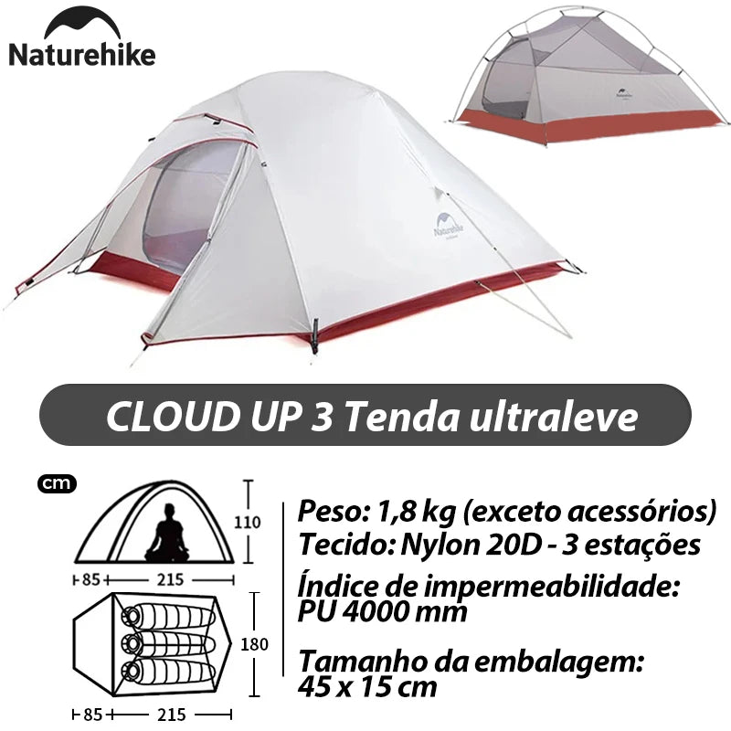 Naturehike Mongar 2 Tent Cloud Up 1 2 3 Persons Tent Star River Tent Cycling Tent Ultralight Outdoor Travel Hiking Camping Tent
