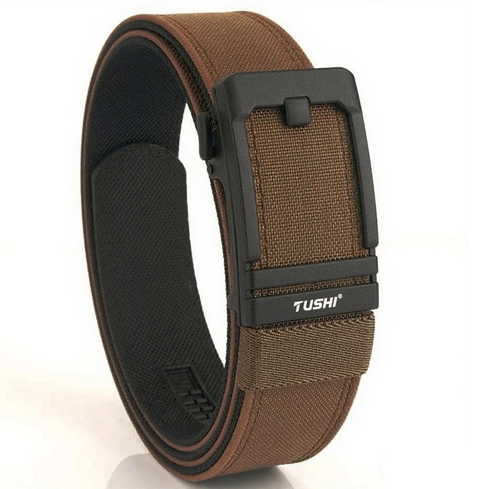 TUSHI New Double-layer Reinforced Automatic Buckle Training Quick Hanging Pistol Belt Men Nylon Outdoor Leisure IPSC Accessories