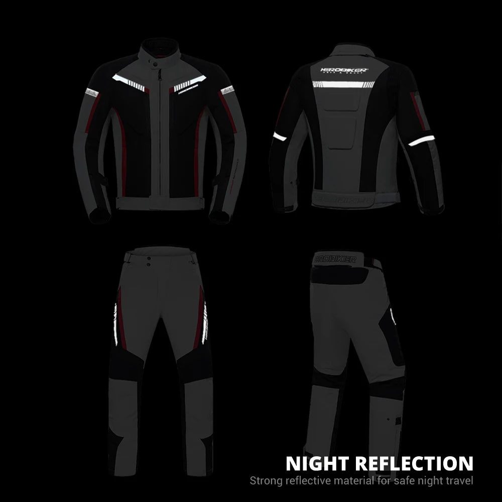 Men Waterproof Motorcycle Jacket Night High Visible Motorbike Racing Jacket Motorcycle Pants Moto Clothing With EVA Protection