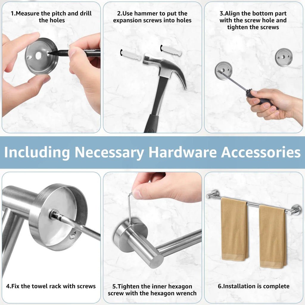 Towel Bar Wall Mounted Towel Holder Adjustable Stainless Steel Hand Towel Rack Retractable Towel Bar Rack Bathroom Space Saving