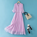 Summer 100% Mulberry Silk Dress Women 2024 V-neck Beach Holiday Dress Long Elegant Dresses For Women Clothing Vestidos De Mujer