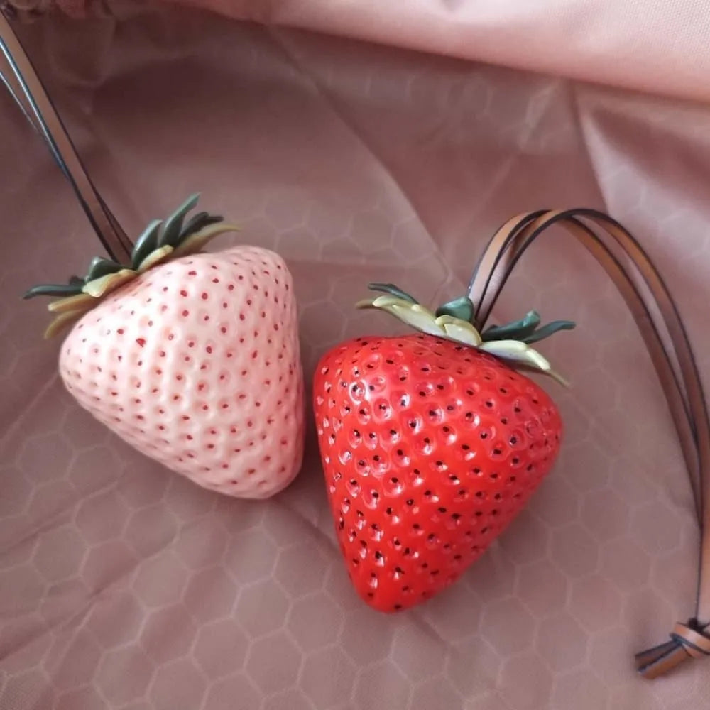 Funny Waterproof Strawberry Key Ring Elegant Alloy Versatile Bag Charm Handmade Vivid Red Resin Fruit Pendant Girls