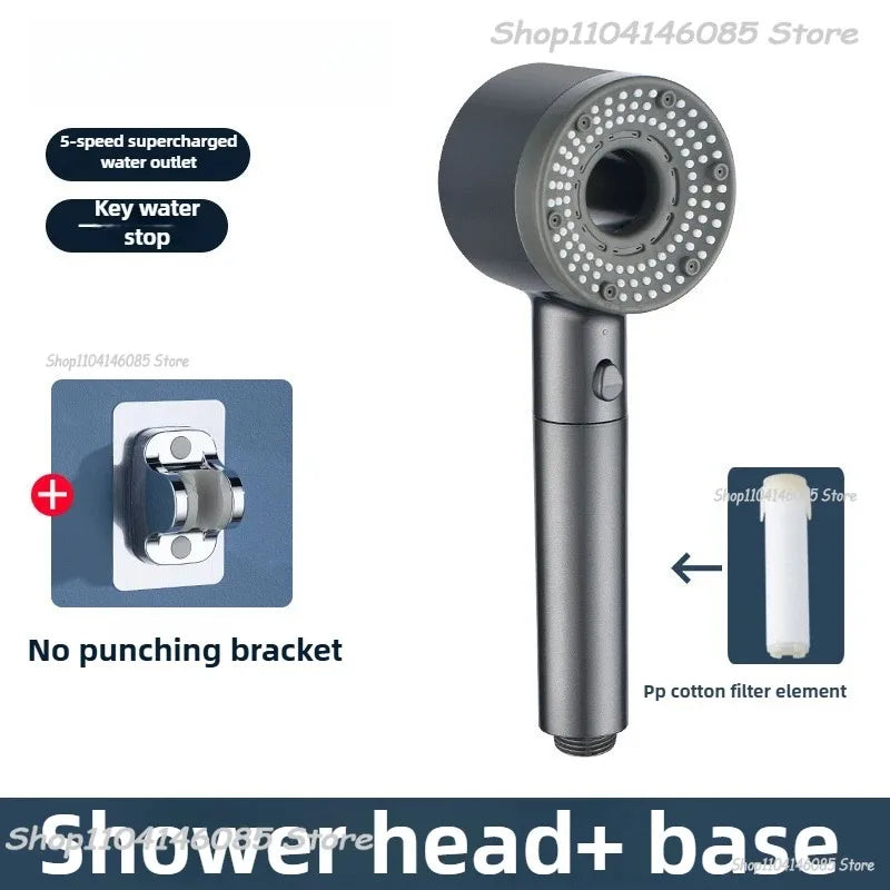 5 Modes Shower Head High Pressure Showerhead Portable Filter Rainfall Faucet Tap Bathroom Bath Home Bathroom Accessories