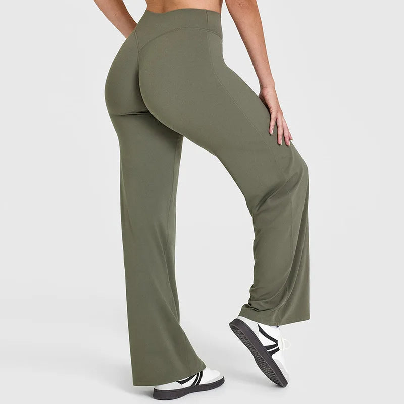 GYM Naked Feel Pilates Running Sport Trousers Straight-Leg Pants Ultra Soft Butter Fabric Women's Mid-Waist Yoga Pants