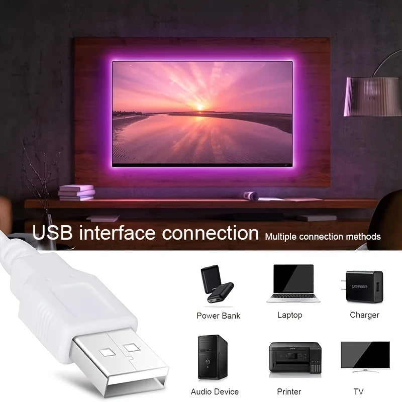 LED 5050 Light Strip 5M 10M 20M 40M RGB TV Background Light Bluetooth Control USB Game Room Family Party Decorative Light Strip