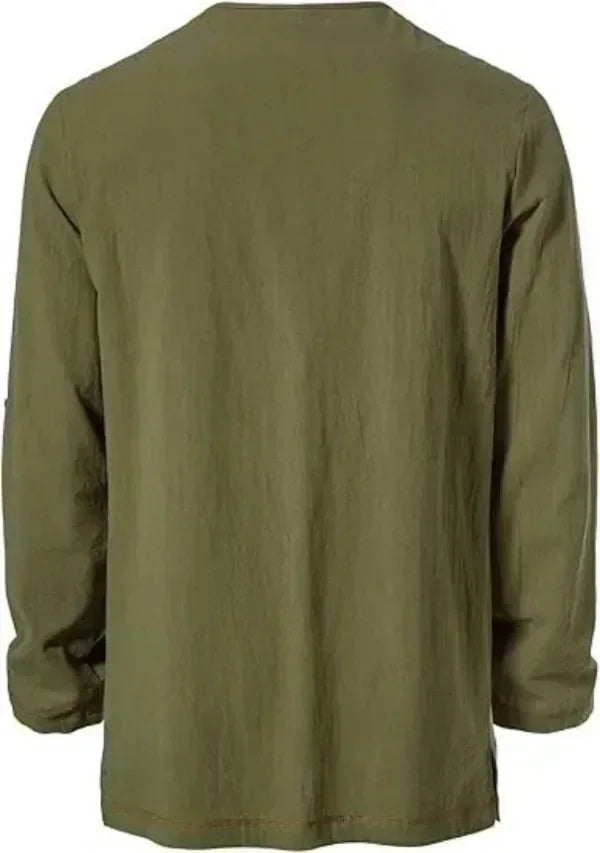 Men Medieval Lace Up Linen Long Sleeve Tunic Viking Pirate Renaissance Cosplay Shirt With Vintage Embossed Leather Belt