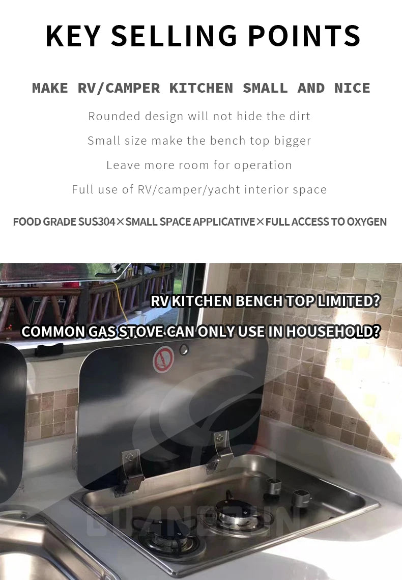 High Quality Two-Burner Gas Stove For Indoor Use Safe Tempered Glass Lid For RV Motorhome Caravan Boat