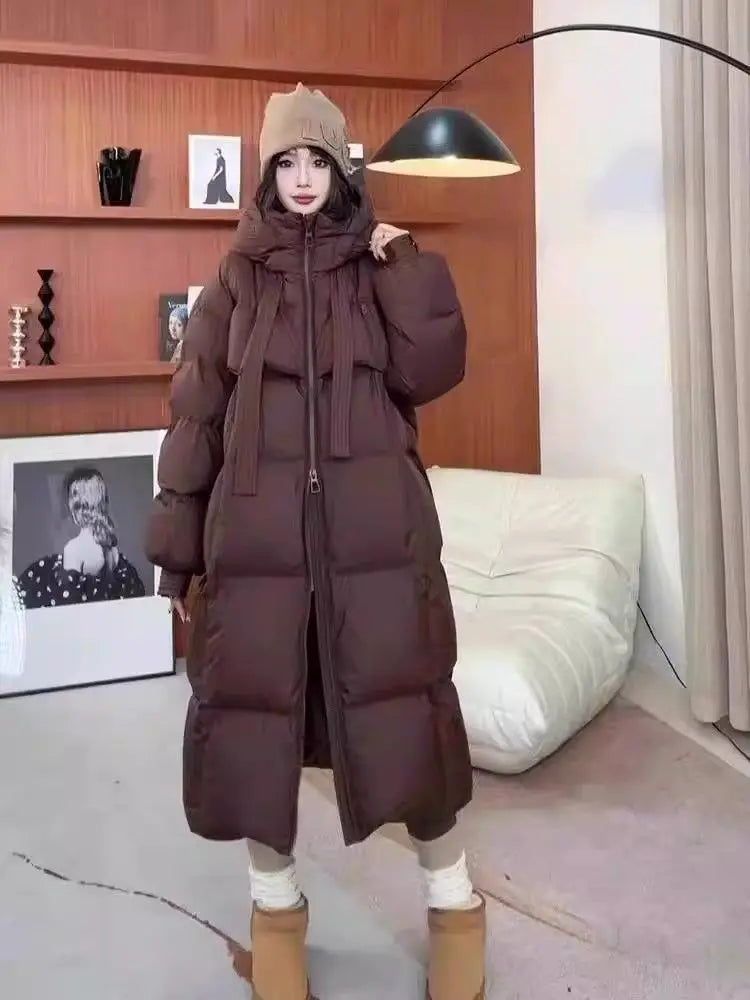 2026 New Winter Cotton Jacket Women's Long Coat Korean Edition Loose Thick Fashion Hooded Jackets Female Warm Parker Overcoat