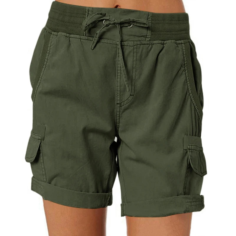 Womens Cargo Pants Shorts Soft Comfortable Casual Cotton Elastic Waist Shorts Summer Bottoms Jeans High Waisted Cargo Pants