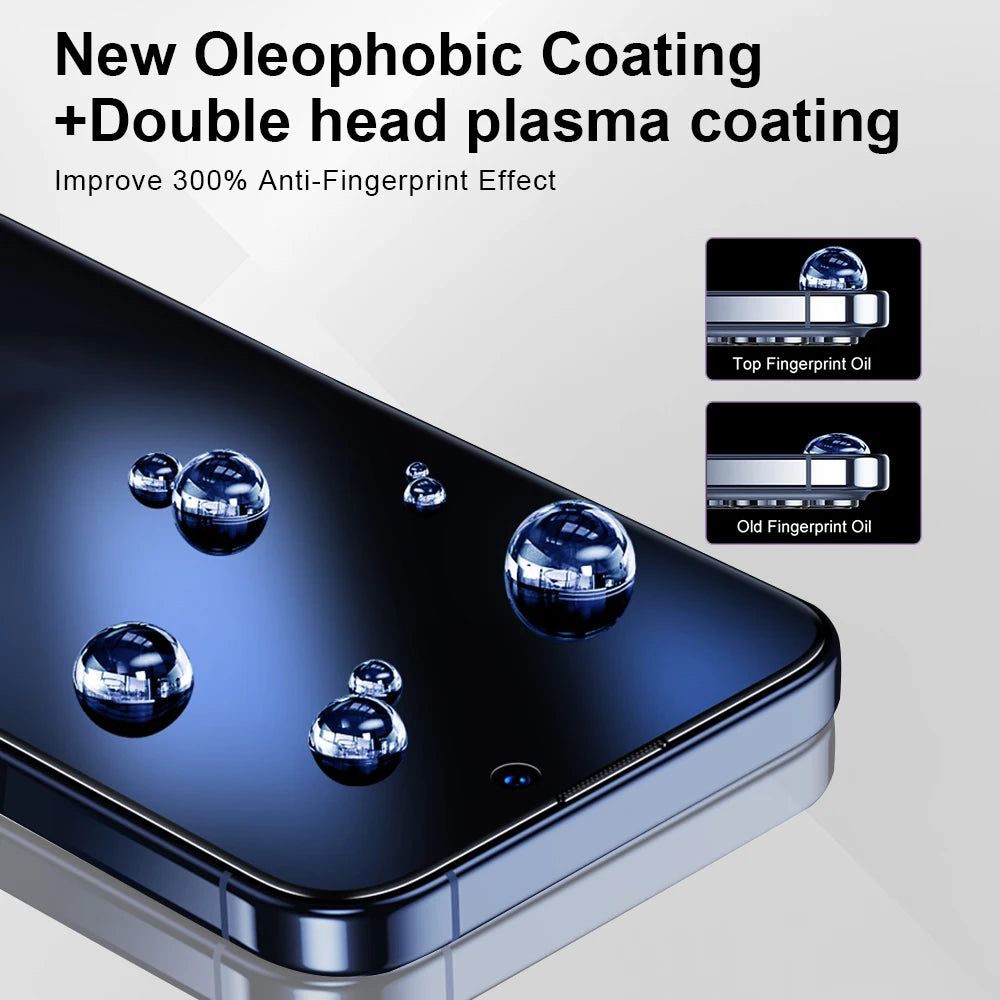 Original Luxury Full Cover Glass Screen Protector For iPhone 17 Air 16 E 15 Pro Max 14 Plus 13 12 11 16e 17Pro Phone Accessories
