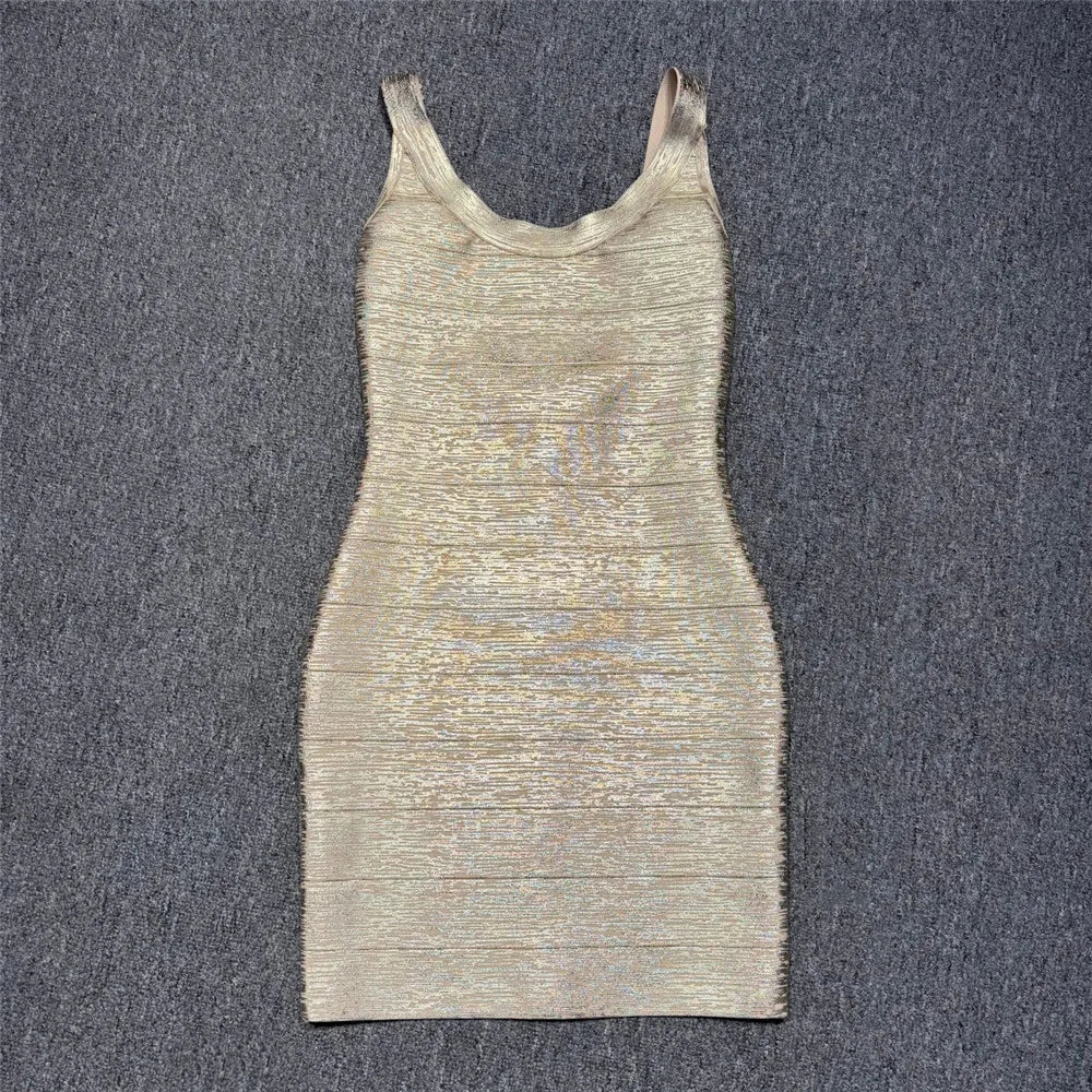 Summer New Hot Stamping Spaghetti Strap Bandage Dress Sexy Backless Club Party Mini Dresses