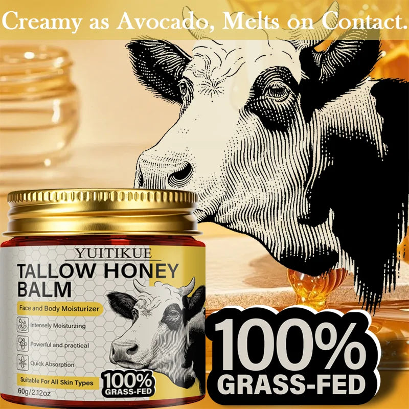 Tallow Honey Balm, All-Day Hydrating Face & Body Moisturizer, Gentle Formula for Sensitive Skin