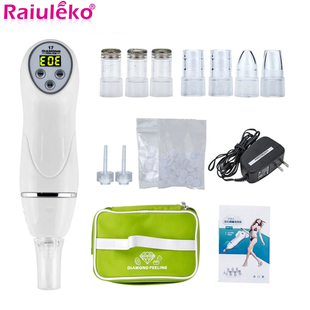 Digital Diamond Blackhead Removal Microdermabrasion Machine Suction Skin Pore Clean Facial Massage Peeling Acne Beauty Device